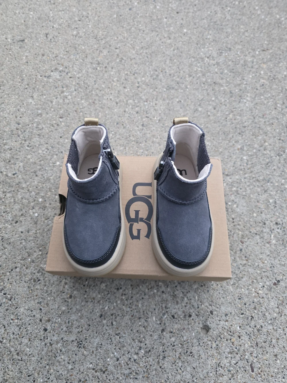 UGG Kids Grey Suede Ankle Boots - Casual Slip-On Toddler Boys 6K